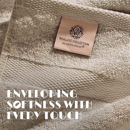 White Classic Wealuxe Taupe Hand Towels for Bathroom [12 Pack] Cotton Hand Towel Bulk for Gym, Kitchen and Spa, 16x27 Inches Soft Highly Absorbent Quick Dry Terry Salon Towels