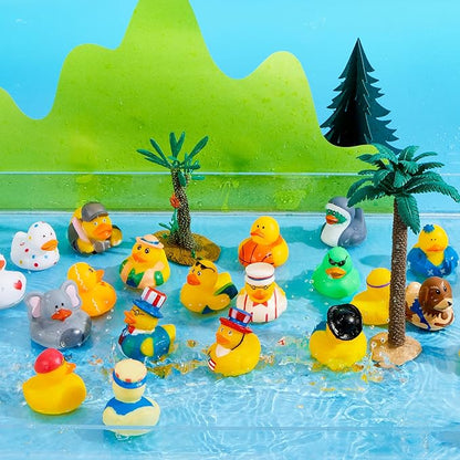 JOYIN 60 Pcs Rubber Ducks, Random Assortment Ducks Bulk with Mesh Carry Bag, Mini Rubber Duckies for Baby Bath Toys, Kids Toddler Summer Pool Toys Birthday Gifts Party Favors