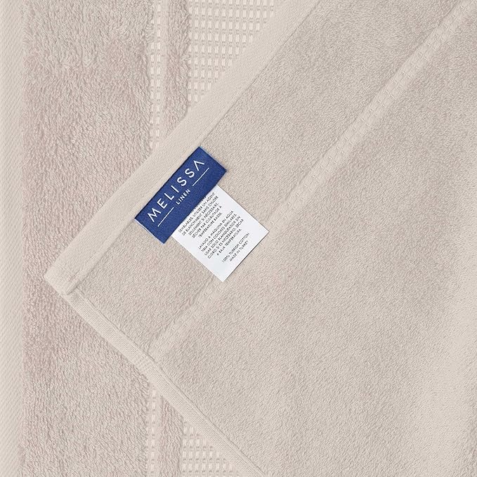 Melissa Linen, 2 Piece Hand Towel Set, 100% Turkish Cotton Face Hand Towels for Bathroom, 20 in x 35 in, Absorbent, Quick Dry, Durable and Soft, Spa and Hotel Quality, (Beige Hand Towels)
