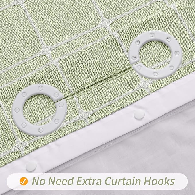 MitoVilla No Hooks Needed Boho Farmhouse Shower Curtain with Snap-in Liner, Cotton Linen Fabric Shower Curtains with Tassels for Rustic Neutral Bathroom Decor, Sage Green, 72 x 74