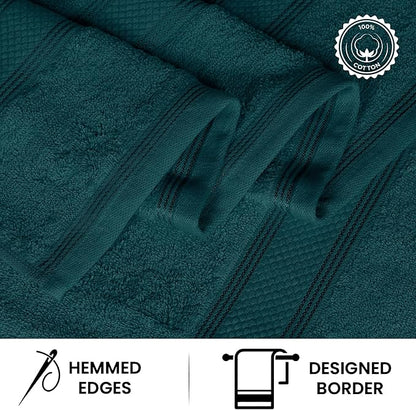 Casa Lino Teal Bath Towels Set of 4 (54" x 27") - Large Bathroom Towel Set - 100% Cotton Towels for Bathroom - Highly Absorbent & Quick Dry Bath Towel Multipack - New Apartment Essentials