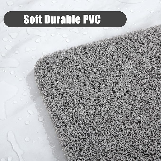 HOMBYS 47 x 32 Extra Large Shower Mat for Shower Stall Tub, Non Slip Bath Mat Bathroom Accessories, PVC Loofah Mats for Shower and Bathroom, Quick Drying, (Grey, 47"x32")