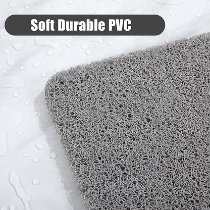 HOMBYS 58 x 32 Extra Large Shower Mat for Shower Stall Tub, Non Slip Bath Mat Bathroom Accessories, PVC Loofah Mats for Shower and Bathroom, Quick Drying, (Grey, 58"x32")