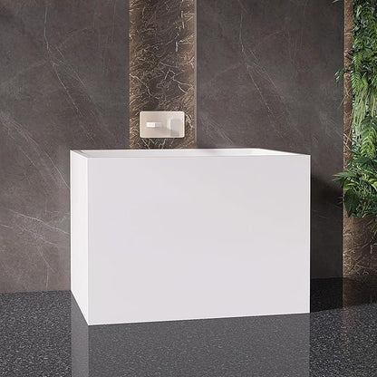 35" Acrylic Freestanding Bathtubs, Stand Alone Tub, Japanese Soaking Tub for Bathroom, Integrated Overflow and Drain, cUPC Certified, Gloss White