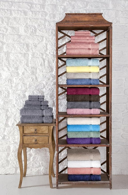 SALBAKOS 100% Turkish Cotton 6-Piece Towel Set | Heirloom Quality Hotel & Spa Collection | Ultra Soft, Super Absorbent 2 Washcloth, 2 Hand, 2 Bath Towel Sets | Made in Turkey (Rose, 6 Piece Towel Set)