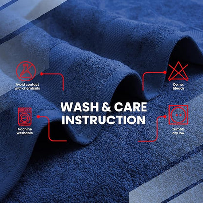 Infinitee Xclusives Luxury 100% Cotton Towel Set – 8 Piece Bathroom Towel Set (2 Bath Towels, 2 Hand Towels, 4 Washcloths) – Soft & Absorbent Towels for Bathroom (Tranquil Navy)