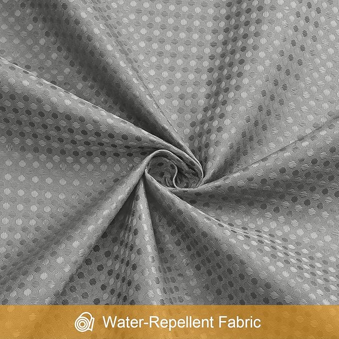 3 in 1 Shower Curtain Set, Grey Waffle Shower Curtain and PEVA Liner Set with 12 Stainless Steel Shower Curtain Hooks, Gray Waterproof Fabric Shower Curtains for Bathroom, 72 W x 72 H