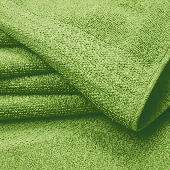 GLAMBURG Premium Cotton 4 Pack Bath Towel Set - 100% Pure Cotton - 4 Bath Towels 27x54 - Ideal for Everyday use - Ultra Soft & Highly Absorbent - Kiwi Green