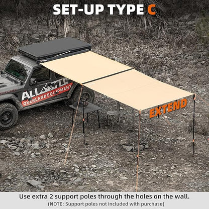 ALL-TOP Awning Wall Universal Multi-Side, 8.2ft x 8.5ft, Waterproof Ripstop UV-Resistant Awning Extension for Extra Privacy & Shade