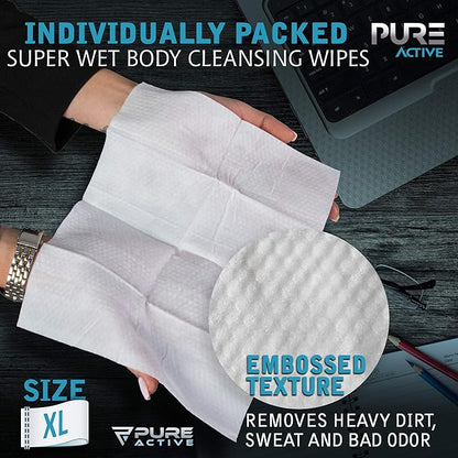 Shower Body Wipes, 60 Individually Wrapped Personal Hygiene Body Wipes for Women and Men, Keep Clean After Gym Travel Camping Outdoors Sports