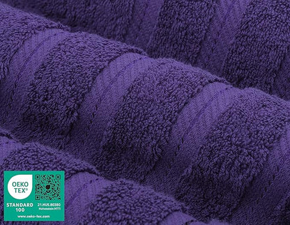 American Soft Linen Premium 3 Piece Towel Set, 1 Bath Towel 1 Hand Towel 1 Washcloth, 600 GSM 100% Cotton Turkish Towels for Bathroom, Purple Towel Set