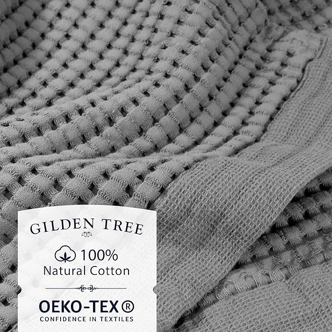 GILDEN TREE Waffle Towel Set Quick Dry Thin | 2 Bath Towels | 2 Hand Towels | 2 Washcloths, Modern Style (Slate)