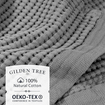 GILDEN TREE Waffle Towel Set Quick Dry Thin | 2 Bath Towels | 2 Hand Towels | 2 Washcloths, Modern Style (Slate)