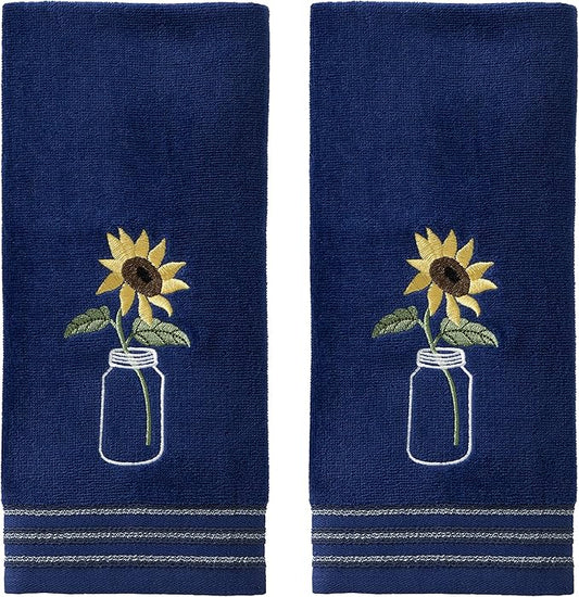 SKL Home by Saturday Knight Ltd. Sunflower in Jar Hand Towel (2-Pack), Blue