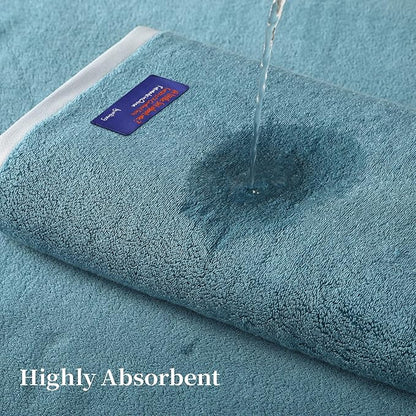 REDKISS 2 Pack 100% Cotton Bath Towels with Luxury Embellished Border Design, Oversized 27 x 54 Inches & 600 GSM Ultra Soft Bath Towel Set, Quick to Dry Towels for Bathroom, Gym, Spa, Hotel, Sky Blue