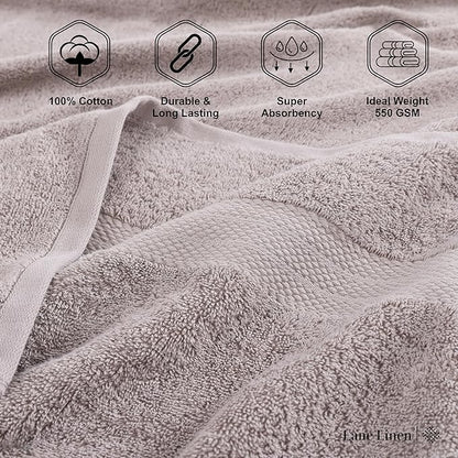 LANE LINEN Ring Spun Cotton Bath Towel Set, 18PCs - 4 Shower Towels, 8 Washcloths, 6 Hand Towels for Bathroom - Machine Washable & Sustainably Produced, Ultra Soft - Platinum