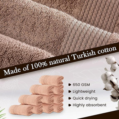 HALLEY Turkish Cotton Towels (Pack of 10) Washcloths Super Soft Highly Absorbent 100% Cotton Fingertip Towels for Bathroom and Kitchen for Mother’s Day (Peach)
