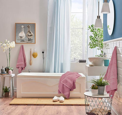 Utopia Towels 8 Piece Luxury Towel Set – Majestic Plush, Super Absorbent & Quicker-to-Dry, Thick 100% Ring Spun Cotton Towels for Bathroom, Spa & Hotel – 2 Bath, 2 Hand, 4 Washcloths, Pink