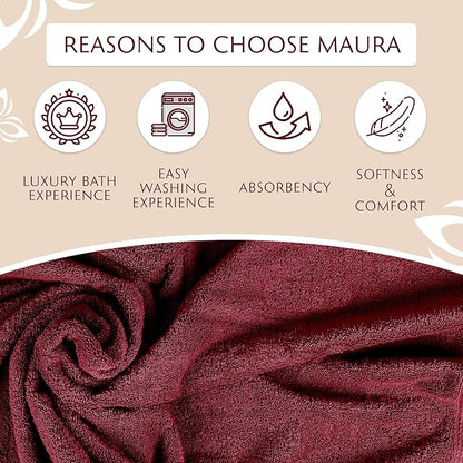 MAURA 6-Pack Premium Turkish Washcloth Set - Ultimate Luxury with Soft, Thick, Super Absorbent, and Oversized Cotton Face Towels - Ideal for a Hotel & Spa Quality Experience in Classic Burgundy