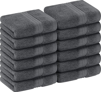 Utopia Towels - Luxury Wash Cloths Set (12 x 12 Inches) 600 GSM 100% Cotton Ring Spun, Highly Absorbent and Soft Feel Washcloths for Bathroom, Spa, Gym, and Face Towel (Grey) (216 Pack)