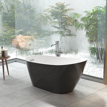 67 Inch Freestanding Acrylic Bathtub, Modern Soaking Tub with Chrome Overflow & Drain, CUPC Certified, Deep Soaking Design for Luxurious Spa Experience, Contemporary Bathroom Centerpiece
