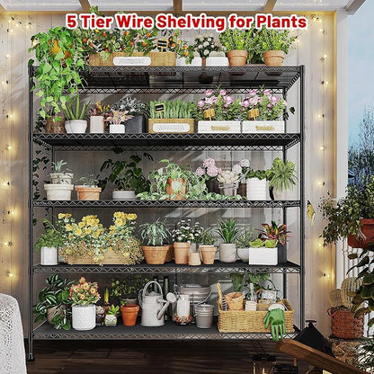 REIBII 45.8''W Storage Shelves 5 Tier Wire Shelving Metal Shelves for Storage 1000LBS Adjustable Heavy Duty Metal Shelving Unit Storage for Pantry Kitchen Garage 45.8" W x 71" H x 17.2" D 4PCS