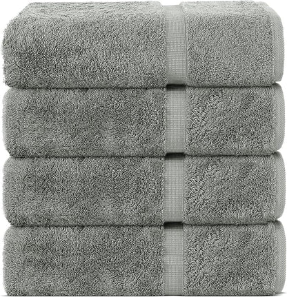 Chakir Turkish Linens | Hotel & Spa Quality 100% Cotton Premium Turkish Towels | Soft & Absorbent (4-Piece Bath Towels, Gray)
