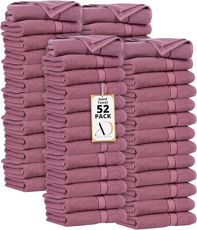 Ample Decor 100% Cotton Grape Purple Hand Towel for Kitchen Set of 52, Absorbent Premium Quality, for Bathroom, Hotel, Spa, Gym, Kitchen - 18 X 28 Inch