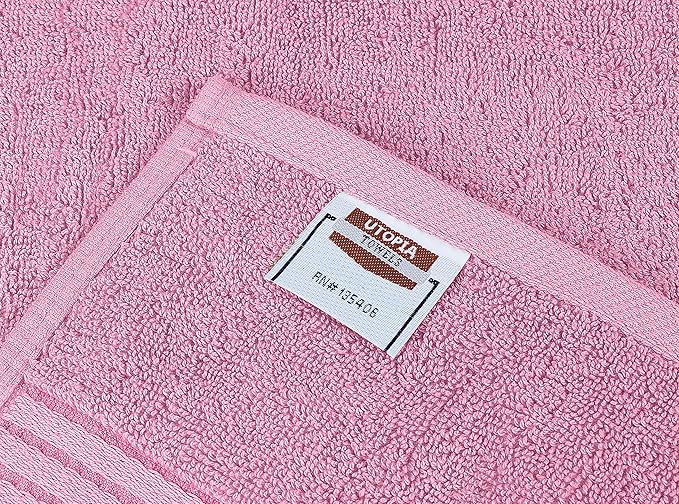 Utopia Towels 8 Piece Premium Towel Set, 2 Bath, 2 Hand, and 4 Washcloths, 100% Ring Spun Cotton, Highly Absorbent Towels for Bathroom, Sports, and Hotel, Pink