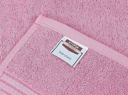 Utopia Towels 8 Piece Premium Towel Set, 2 Bath, 2 Hand, and 4 Washcloths, 100% Ring Spun Cotton, Highly Absorbent Towels for Bathroom, Sports, and Hotel, Pink