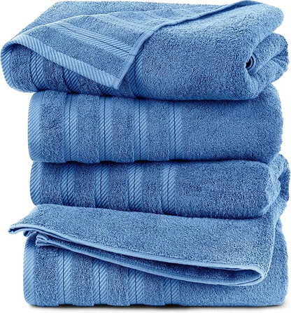 Utopia Towels 4 Pack Premium Extra Large Bath Towels Set, (30 x 60 Inches) 100% Ring Spun Cotton 500GSM, Lightweight and Highly Absorbent Quick Drying Towels, Perfect for Daily Use (Electric Blue)