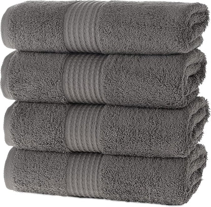 MAURA Basics Hand Towels for Bathroom with Hanging Hook Loops. Soft, Durable, Long Lasting and Absorbent Hand Towel Sets for Bathroom, American Standard Size 16"x28", Space Gray
