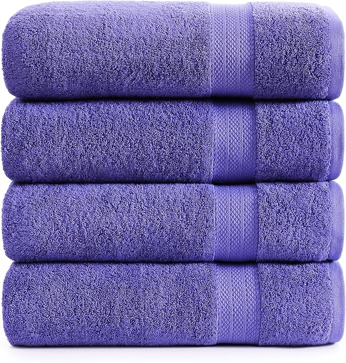 LANE LINEN 100% Pure Cotton Pack of 4 Bath Sheets (35"x66") - Fade Resistant, Machine Washable & Highly Absorbent Extra Large Towel - Oversized Luxury Towels for Bathroom, Hotel & Spa - Blue Irish