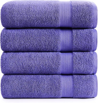LANE LINEN 100% Pure Cotton Pack of 4 Bath Sheets (35"x66") - Fade Resistant, Machine Washable & Highly Absorbent Extra Large Towel - Oversized Luxury Towels for Bathroom, Hotel & Spa - Blue Irish