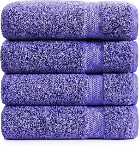 LANE LINEN 100% Pure Cotton Pack of 4 Bath Sheets (35"x66") - Fade Resistant, Machine Washable & Highly Absorbent Extra Large Towel - Oversized Luxury Towels for Bathroom, Hotel & Spa - Blue Irish