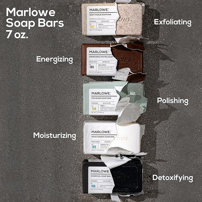 MARLOWE. No. 109 Coffee Bar Soap 7 oz, Body Scrub Soap for Men, Refreshing, Energizing & Exfoliating with Natural Extracts, Caffeine, Coffee Beans & Cocoa Butter, Fresh Brewed Scent