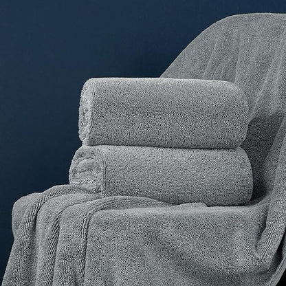 POLYTE Ring Spun Microfiber Oversize Quick Dry Lint Free Bath Towel, 60 x 30 in, Pack of 2 (Gray)