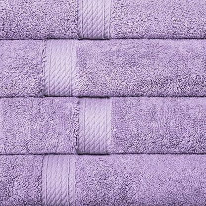 BLUENILEMILLS BNM Egyptian Cotton 4-Piece Towel Set, Includes 4 Hand Towels, Attached Loop for Easy Hanging and Storage, Hotel Quality, Perfect for Bathroom, Gym, Shower Space, or Spa, Purple