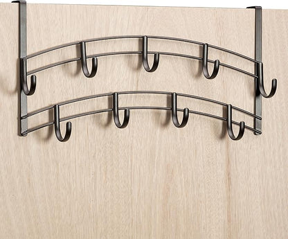 LYNK Professional® Home™ Over Door Hooks Rack - 9 Hook Over Door Hanger - Over Door Towel Rack - Hanging Towels or Clothes - Bathroom, Bedroom or Laundry Room - Lifetime Ltd. Warranty - Bronze
