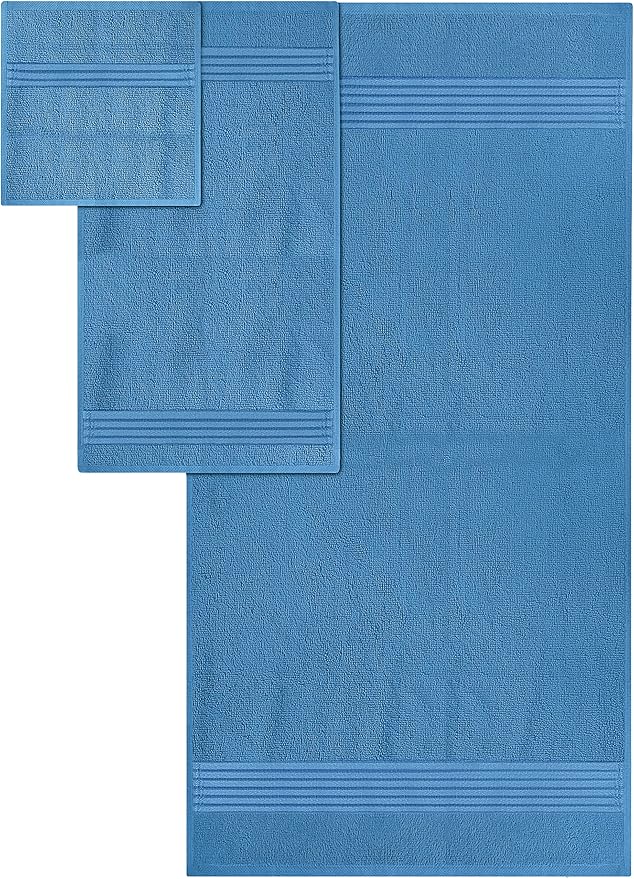Utopia Towels 8 Piece Premium Towel Set, 2 Bath, 2 Hand, and 4 Washcloths, 100% Ring Spun Cotton, Highly Absorbent Towels for Bathroom, Sports, and Hotel, Electric Blue