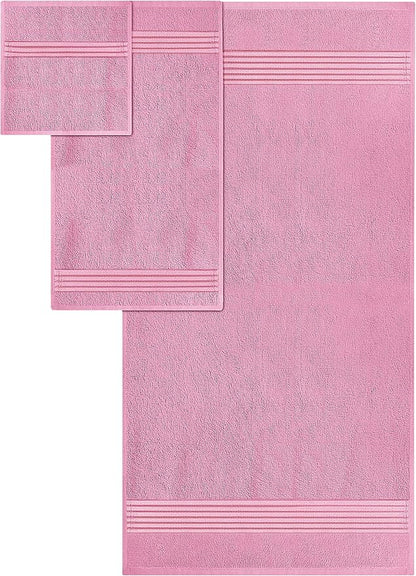 Utopia Towels 8 Piece Premium Towel Set, 2 Bath, 2 Hand, and 4 Washcloths, 100% Ring Spun Cotton, Highly Absorbent Towels for Bathroom, Sports, and Hotel, Pink