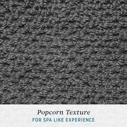 Welhome Franklin Premium 6 Pack Hand Towels Popcorn Textured Charcoal Bathroom Towels Hotel & Spa Towels for Bathroom Soft & Absorbent 600 GSM 100% Cotton Hand Towels