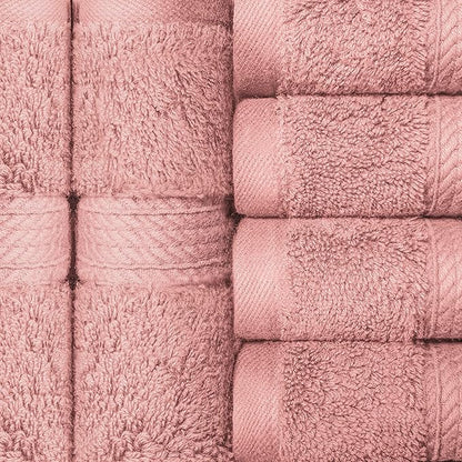 BLUENILEMILLS BNM Egyptian Cotton 6-Piece Towel Set, Includes 6 Face Towels, Attached Loop for Easy Hanging and Storage, Hotel Quality, Perfect for Bathroom, Gym, Shower Space, or Spa, Tea Rose