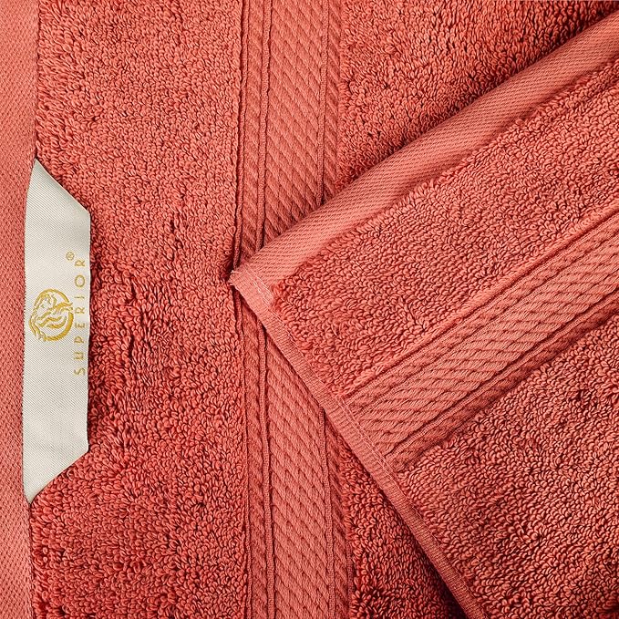 BLUENILEMILLS Madison Egyptian Cotton Towels, Towel Set for Bathroom, Shower, Hotel, Plush, 800 GSM, Highly Absorbent and Ultra-Soft Towels, Bath Essentials, 8 Piece Assorted Towel Set, Coral
