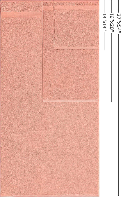 American Veteran Towel, 100% Cotton Turkish 6 Piece Towel Set, Luxury Towels Set of 6 for Bathroom Essentials, 2 Bath Towels 2 Hand Towels 2 Washcloths, Coral