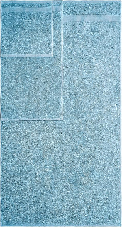 American Veteran Towel, 6 Piece Towel Set for Bathroom, 100% Cotton Turkish Bathroom Towels, 2 Bath Towels 2 Hand Towels 2 Washcloths, Sky Blue
