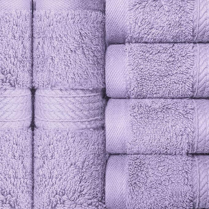 BLUENILEMILLS BNM Egyptian Cotton 6-Piece Towel Set, Includes 6 Face Towels, Attached Loop for Easy Hanging and Storage, Hotel Quality, Perfect for Bathroom, Gym, Shower Space, or Spa, Purple