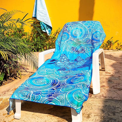 Elite Trend Microfiber Beach Towel for Adults with Bag - Extra Large 78x35 inch Lightweight Sand Free Quick Dry Towel for Travel, Swimming, Yoga, Camping (Sea Turtle)