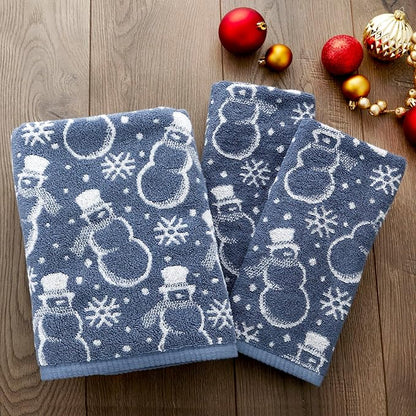 SKL Home Christmas/Winter Top Hat Snowmen Bath Towel, Blue