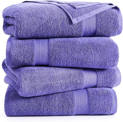 LANE LINEN Bath Towels Set of 4 (28"x54") - 100% Ring Spun Cotton Bathroom Towel Set - Durable, Quick Dry, Soft & Highly Absorbent Large Bath Towels - Holds Well After Multiple Washes - Blue Irish